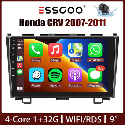 4+64G For Honda CR-V CRV 2007-2011 Android14 Carplay 9" Car Stereo Radio WiFi BT USB GPS Navigation IPS Touch Screen FM/RDS SWC