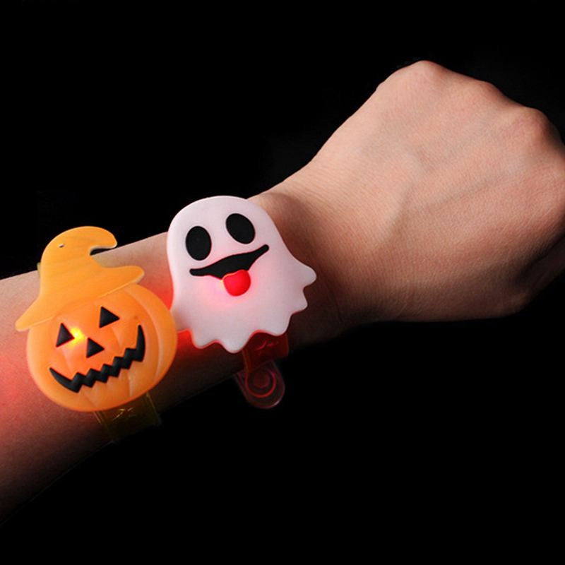5/10/20PCS Glowing Halloween Pumpkin Ghost Bracelet Rings Night Decor Halloween Party Favor Festival Carnival Gifts Bag Fillers