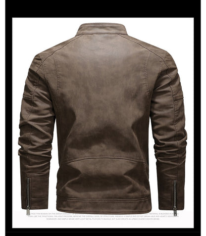 Jacket Men Coat Winter Leather Bomber Genuine Casual Brown Jackets Coats Faux Leather Vintage Black Biker Jacket Men Windproof