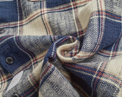 Classic vintage plaid long-sleeved shirt for men autumn and winter British leisure winter heavy cargo shirt for men