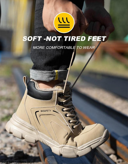 Botas de Segurança Masculinas com Biqueira de Aço Indestrutíveis para Construção Botas de Segurança à Prova de Perfurações Calçados de Trabalho Masculinos Protetores