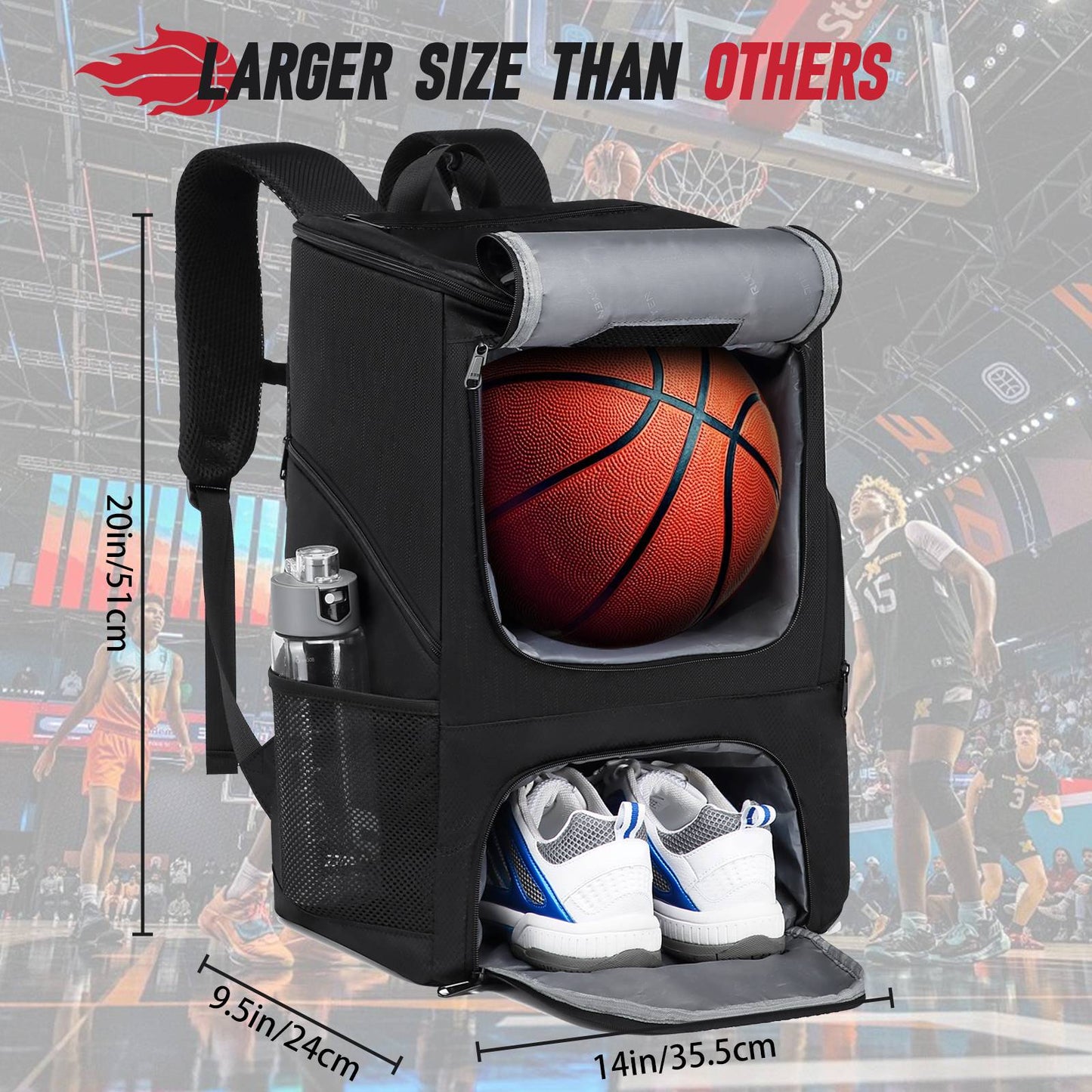 Football Backpack Men Basketball Backpack Outdoor Soccer Football Storage Bags Training Sports Knapsack with Shoe Compartment
