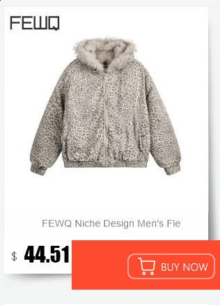 FEWQ Niche Design Men's PU Leather Coats Stand Collar Solid Color Zipper Metal Design Shoulder Pads Male Short Jacket 24K5931