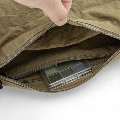 Japanese-Style Waterproof Lightweight Nylon Crossbody Bag, Lightweight Casual Multi-Pocket Unisex Phone Bag, Small Square Bag, Trendy for Hiking and Shopping