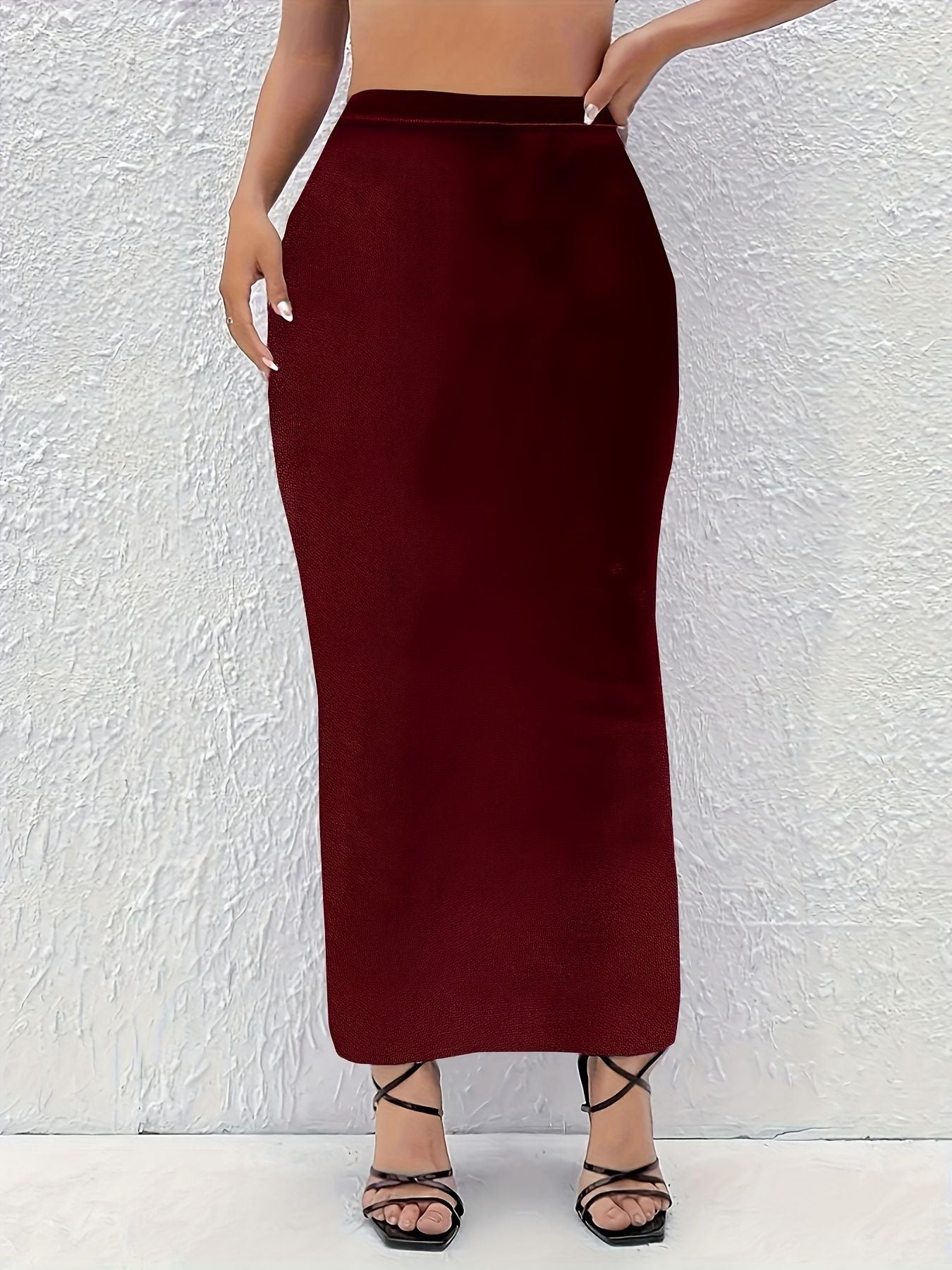 New autumn and winter 2024 plus size women's skirt with gentle, elegant and temperament style, slit design and solid color.