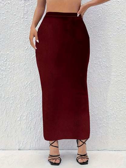 New autumn and winter 2024 plus size women's skirt with gentle, elegant and temperament style, slit design and solid color.