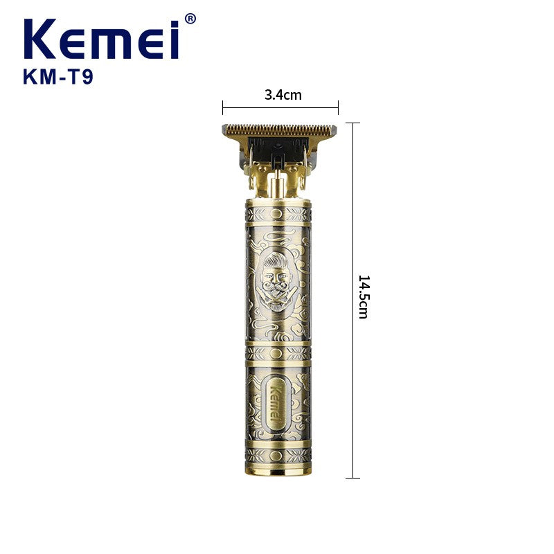 Kemei Electric Hair Clipper Cordless Trimmer Rechargeable T Shape Blade with Guide Combs Oil Head Carving Haircut KM-T9