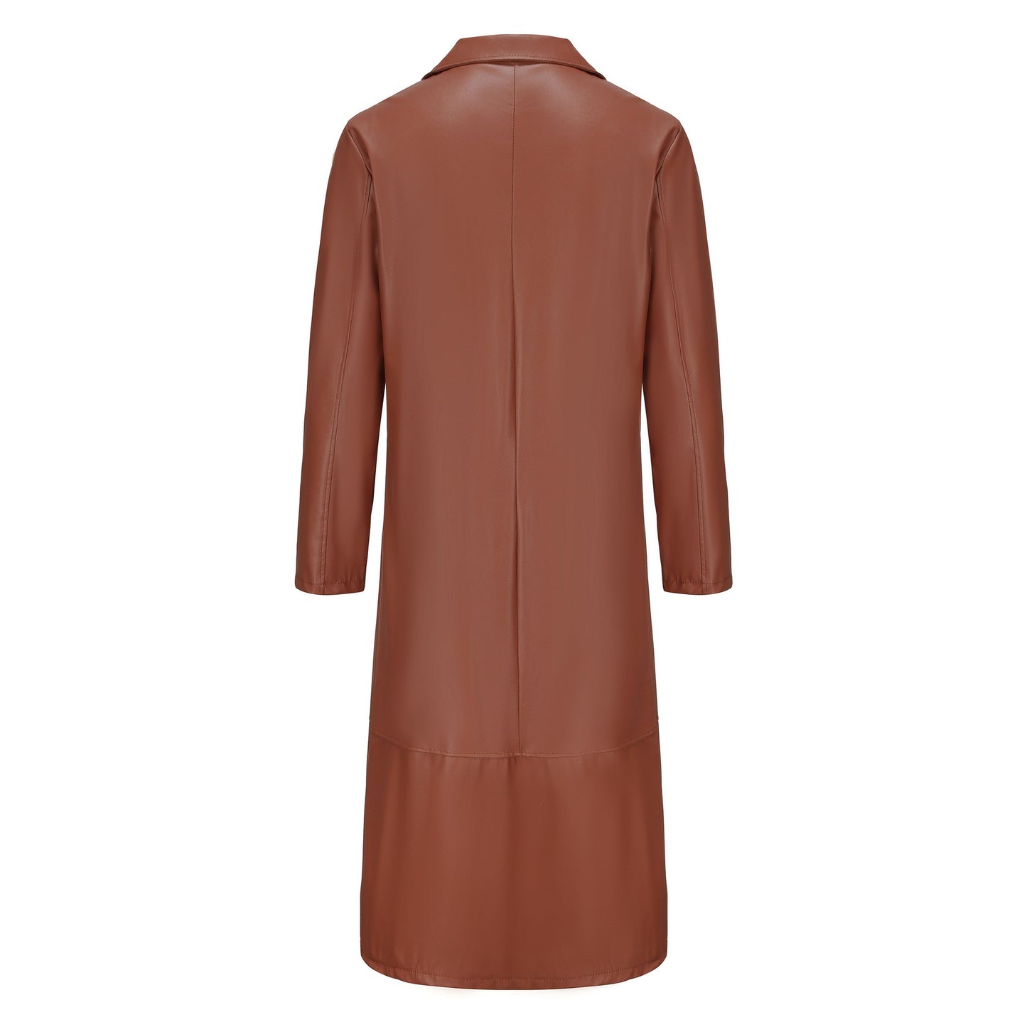 2024 New Men's Long Leather Jackets Goth Punk Button Trench Coat Solid Lapel Collar Long Pu Windbreaker Winter Leather Coats