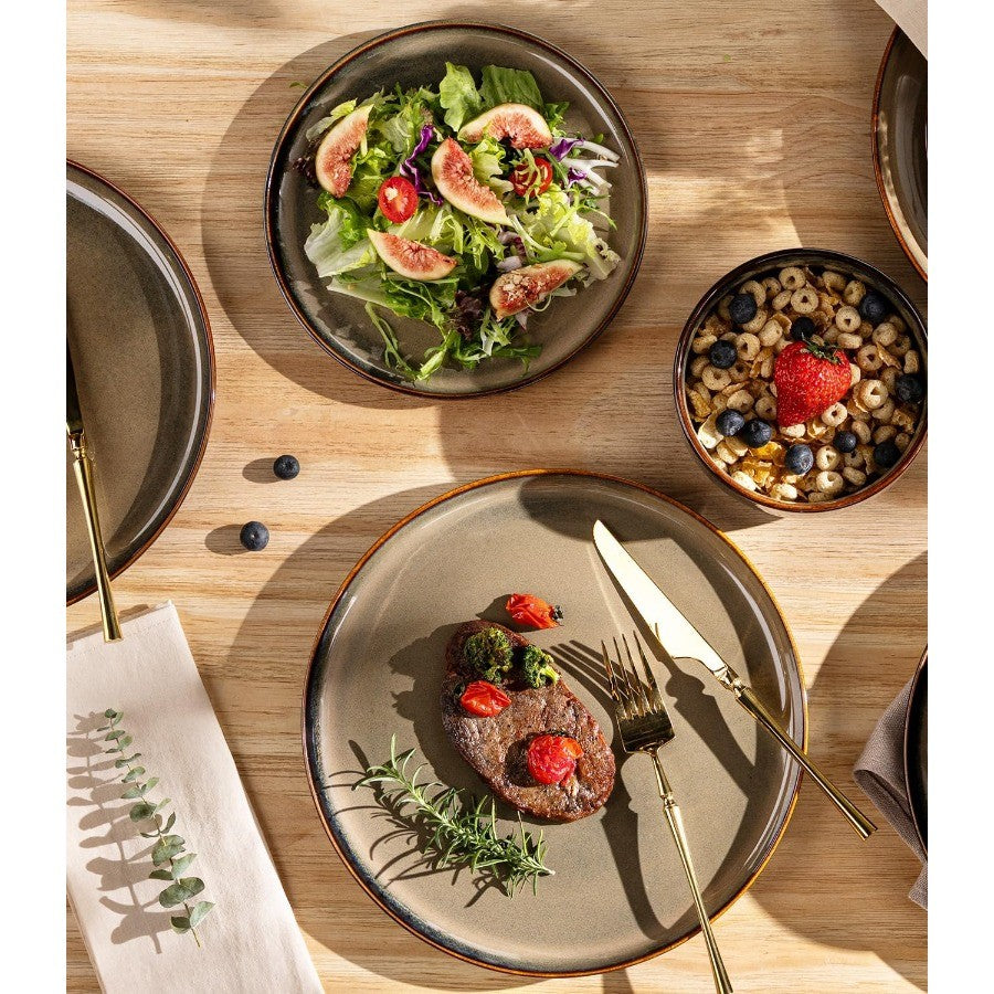 Ceramic Dinnerware Sets for 8 24 Pieces Handmade Reactive Glaze Plates and Bowls Set Scratch Resistant Dish Set Oven and Microw