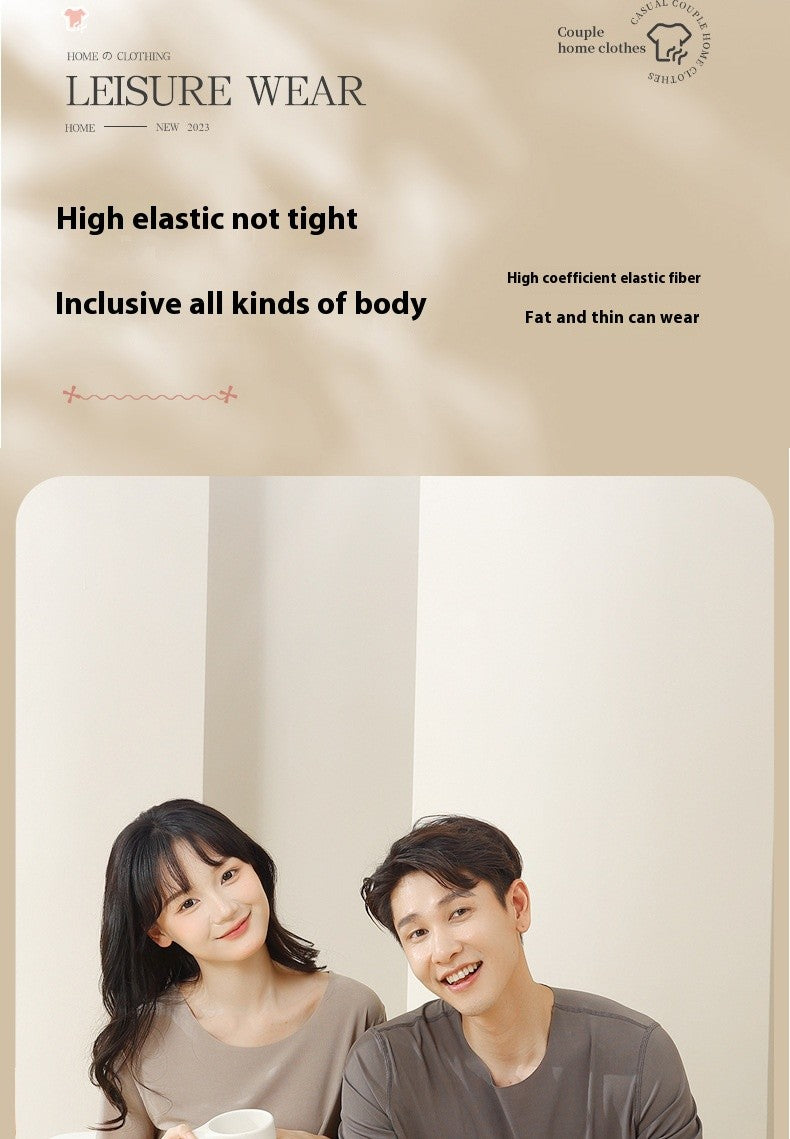 Pajamas Men Round Neck Short Sleeve Shorts Set Non-marking Ice Silkschool Pajamas Shorts Easy to Wash Solid Colour Large Size 3x