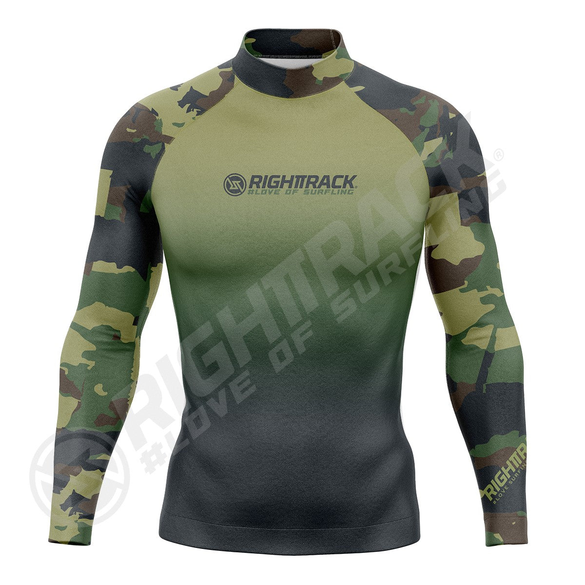 New Men's Surfing Shirt Camouflage Gradient Lycra Rashguard RIGHTTRACK Surf Sportswear Beach UV Protection Swimwear UPF50+