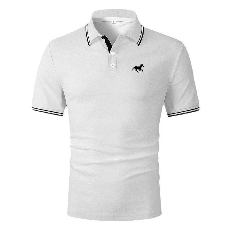 100% Polyester New Men Clothes Summer Short Sleeve Fashion Business Casual Lapel Polo Shirt Logo Print Men Sport Golf Polo Shirt