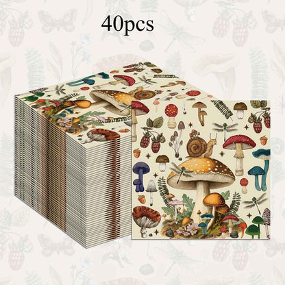 20/40 pcs Mushroom and Snail - Themed Disposable Napkins - 2 - Ply Paper, Suitable for Weddings, Birthdays and Celebrations