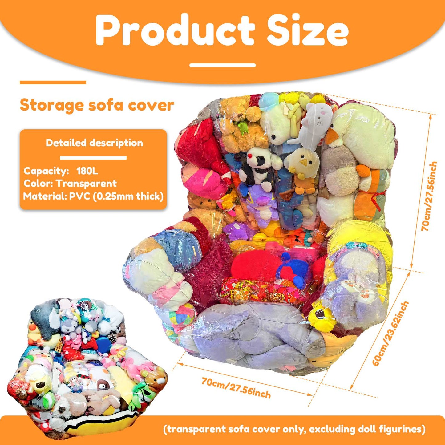 Plush Toy Stuffed Bean Bag Clear Sofas Chair Cover Large Zipper Lazy Seat Storage Child Adult Tatami No Filler Included