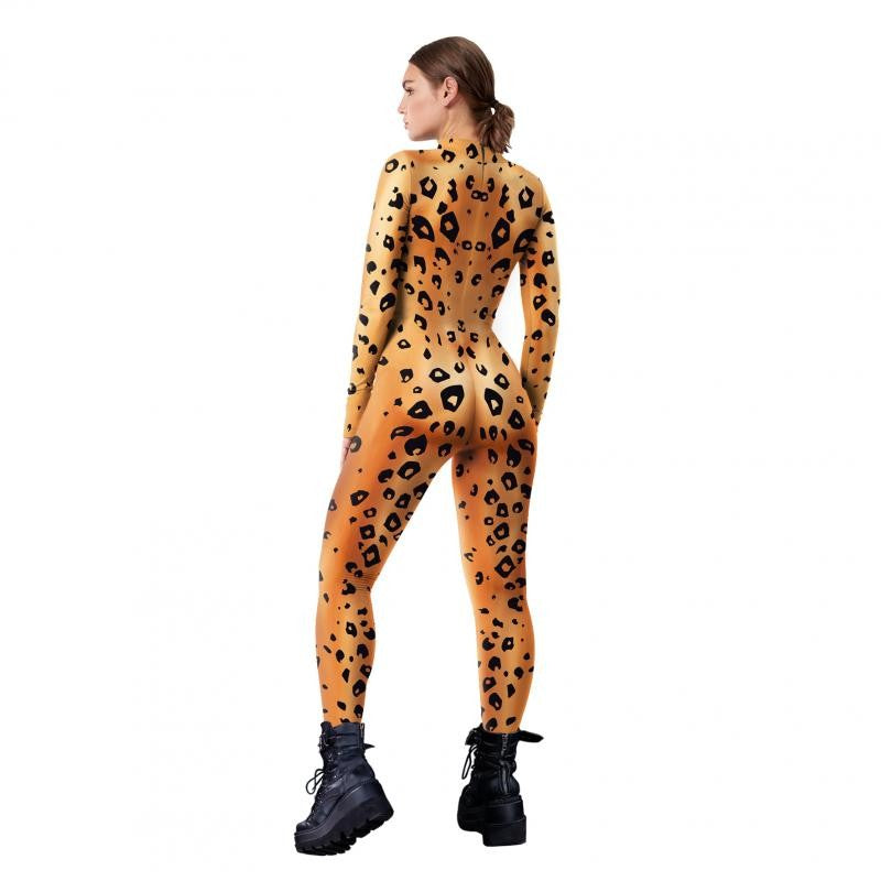 Halloween Animal Jumpsuit Snake Cosplay Costume Tiger Bodysuit Spandex Jumpsuit Party Carnival Stage Performance Dress Up