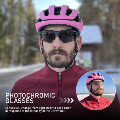 SCVCN Outdoor Photochromic Sunglasses Bicycle Cycling Glasses Women Sports UV400 Mtb Driving Bike Glasses Men Tactical Goggles