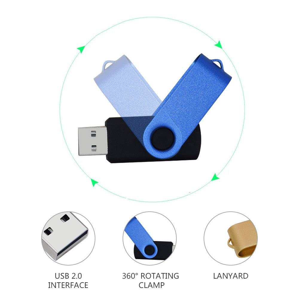 Pen Drive USB 2.0 Giratório Moderno 128GB 64GB 32GB Colorido de Alta Velocidade 16GB 8GB Stick de Memória PenDrive À Prova D'Água