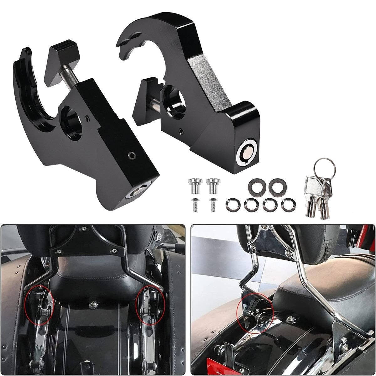 Kit de Montagem de Encosto de Liberação Rápida para Sissy Bar Harley Davidson Bagageiro 1984-2024 para Touring para Softail para Sportster