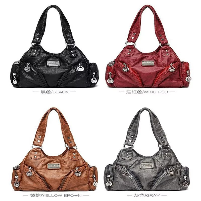 Y2K Motorcycle Bag Women's PU Leather Crossbody Bag Retro Luxury Handbag Fashion Motorcycle Bag Brand Fashion Crossbody Bag