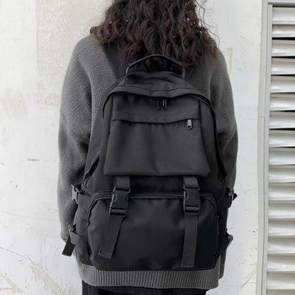 Mochilas Simples Grande Capacidade Bolsa de Viagem Sólida Harajuku Mochila Escolar Estudantil Bolsa Masculina Feminina Unissex High Street