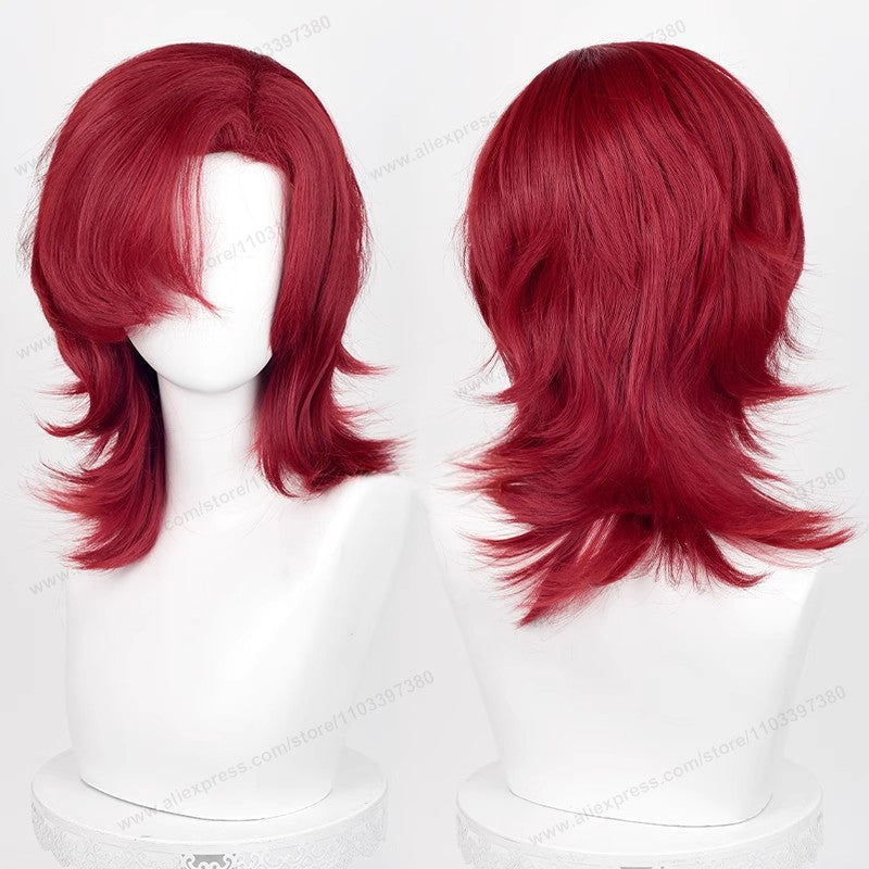Anime 44cm Medium Basic Synthetic Side Part Hair Cosplay Wig Black White Red Silver Pink Blue Women Man Heat Resistant Hairs