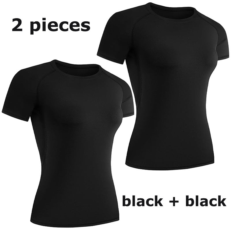 Women's Compression Shirt Short Sleeve Athletic Yoga Running T-Shirt Summer Gym Workout Quick Dry Stretchy Tees Tops Baselayer