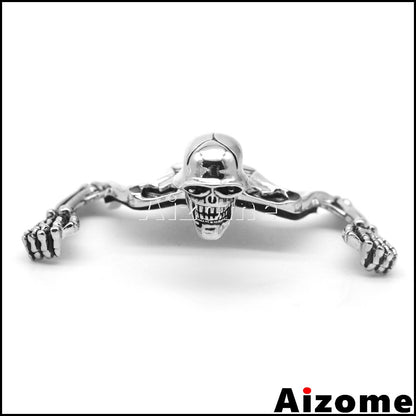 Capacete de Motocicleta com Farol Crânio Capacete Decorativo Figura para Harley Viseira de Farol Personalizada Enfeite de Esqueleto de Aço Adesivo