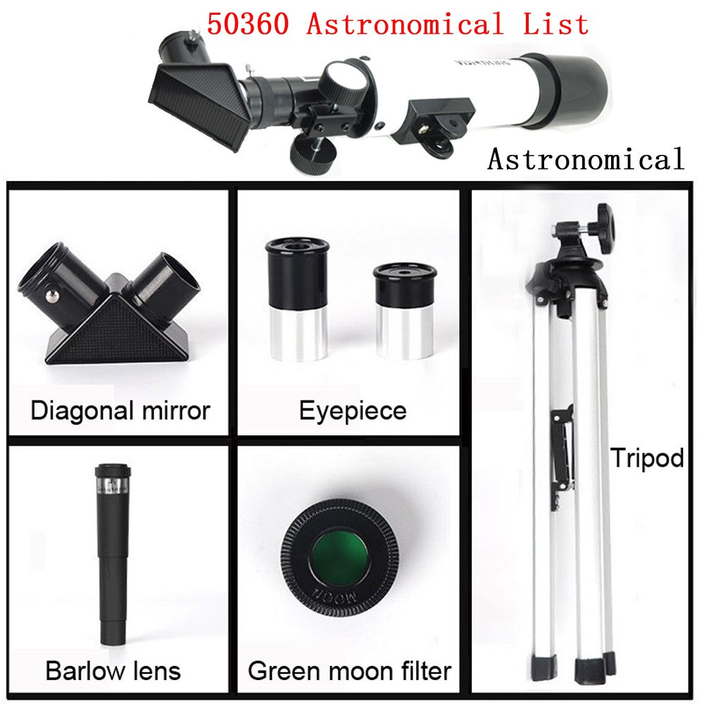 Visionking Professional 50360 Refraction Astronomical Telescope 90x To See The Moon Stars Birdwatching Monocular Beginner Kids
