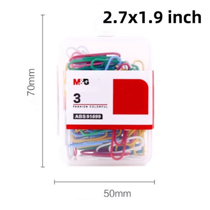 M&G 100pcs 3# Paper Clips Colorful Rust-Proof Paper Clip Multi-Functional Binder Clips for Office/Home Document Organization