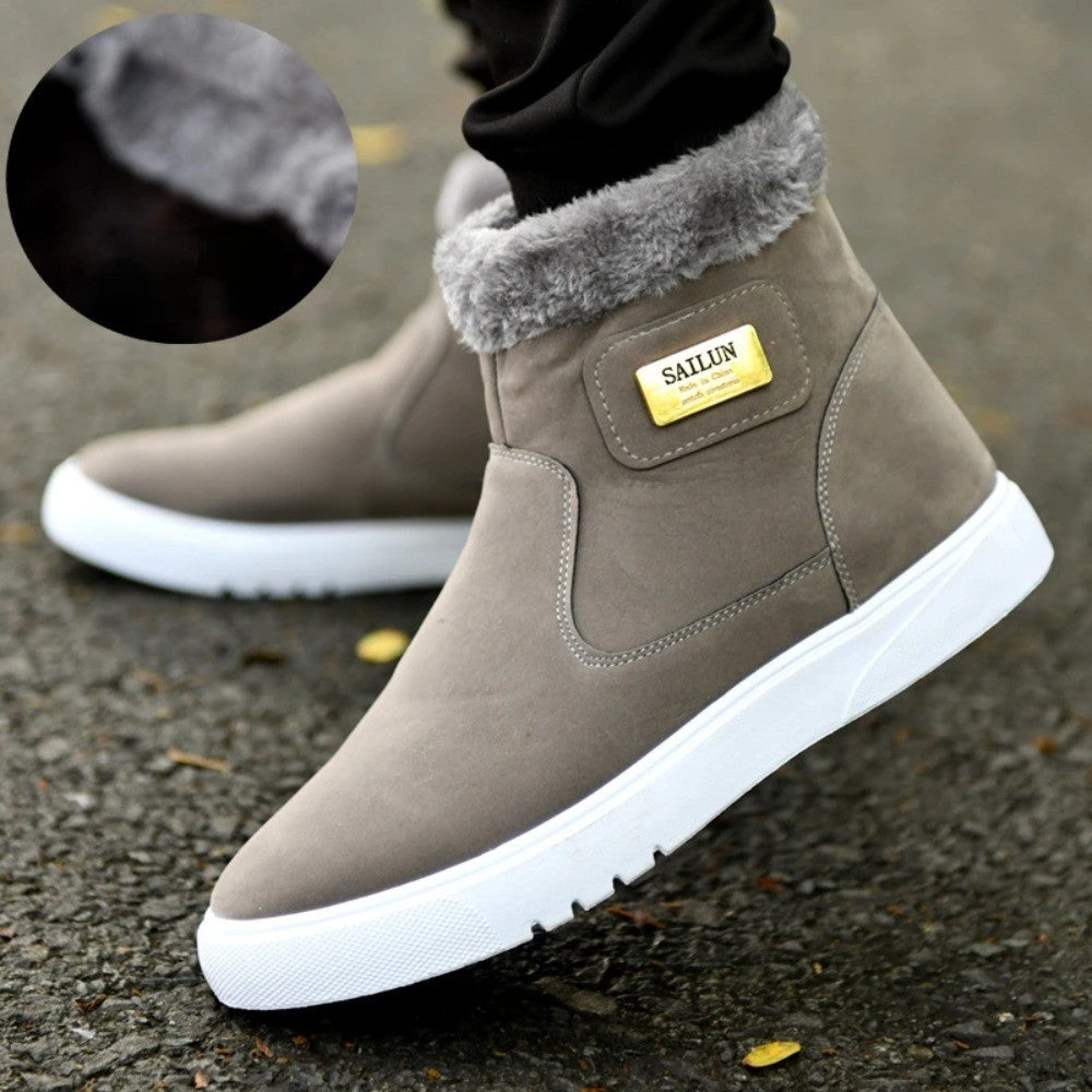 Winter Men's Snow Boots Plush Warm Men Ankle Boots Brand High-top Casual Leather Shoes for Men Comfortable zapatos para hombres