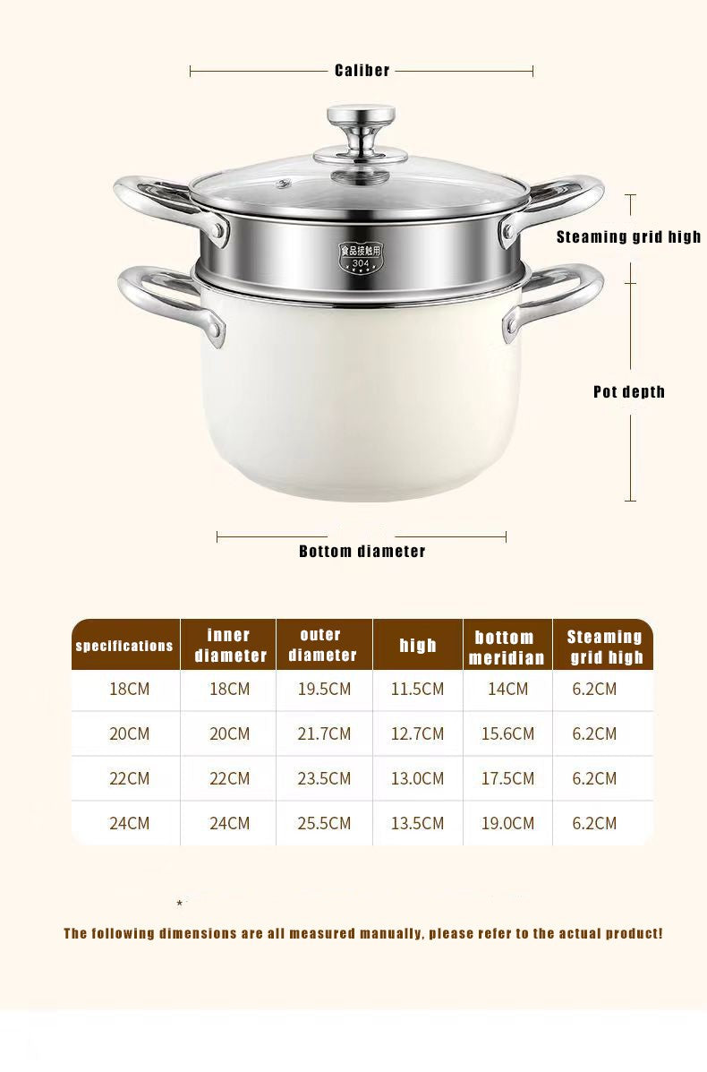 304 Stainless Steel Soup Pot Non-stick Frying Pan with lid Home Hot Pot Induction Cooker Gas Stove wok Food Supplement Milk Pot