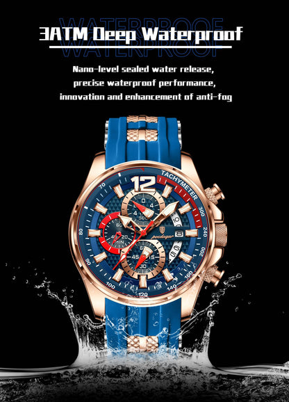 POEDAGAR Luxury Military Men Watch Calendar Chronograph Waterproof Luminous Man Wristwatch Fashion Silicone Quartz Men's Watches