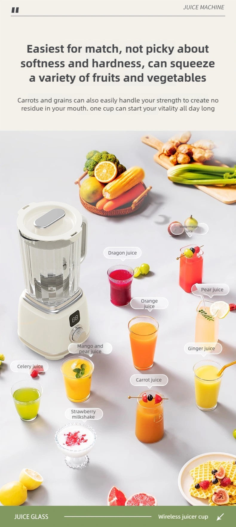 Espremedor TINSOL Novo Lar 10 Lâminas 3000mAh Liquidificador Multifuncional com Botão Espremedor Triturador de Gelo Alta Taxa de Extração de Suco Ferramentas de Cozinha