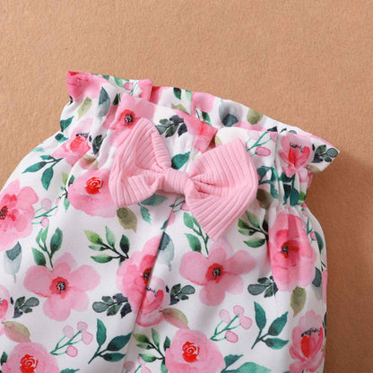 0-18M Baby Girl Pink Clothes Set Spring&Autumn Clothing Long Sleeve Bodysuit+Floral Pants+Headband 3PCS Toddler Fashion Outfits