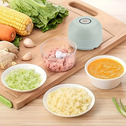 Mini processador elétrico portátil USB de 260ml para alho, triturador de alho com 2 lâminas, moedor de carne elétrico, picador de vegetais pequeno utensílio de cozinha