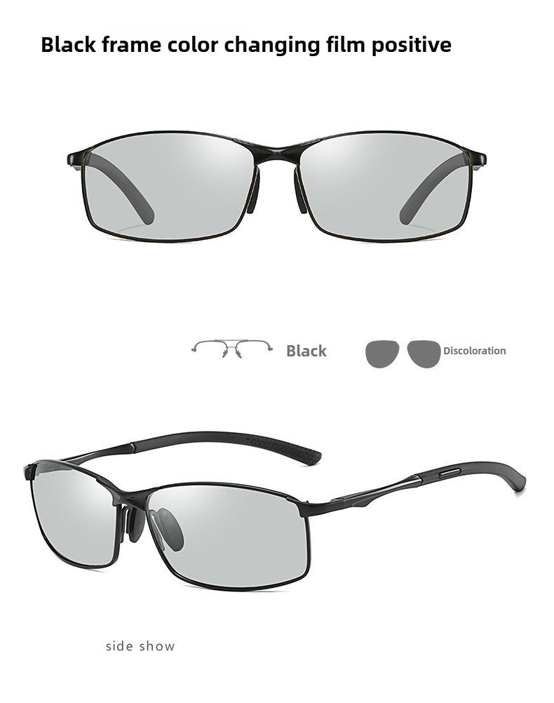 Óculos de Sol Polarizados com Armação de Metal e Lentes Fotocromáticas, Visão Noturna, Adequados para Esportes, Ciclismo, Pesca, Condução e Acampamento
