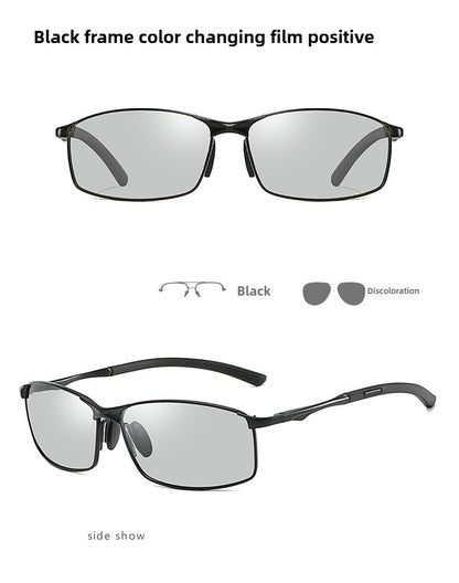 Óculos de Sol Polarizados com Armação de Metal e Lentes Fotocromáticas, Visão Noturna, Adequados para Esportes, Ciclismo, Pesca, Condução e Acampamento