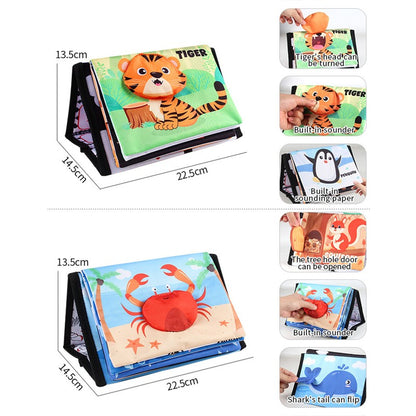 10 Page Cloth Book Montessori Touch And Feel Infant Soft Desk Calendar Cloth Books Cartoon Animals Early Education Toys For Baby