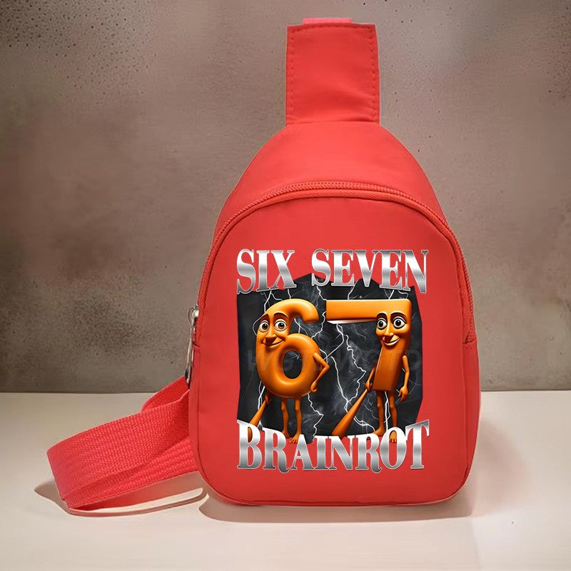 Bolsa Leve Infantil Menina Menino Tung Tung Tung Sahur Meme Engraçado 6 7 Bolsas de Peito para Crianças Seis Sete Bolsas de Cérebro Italiano