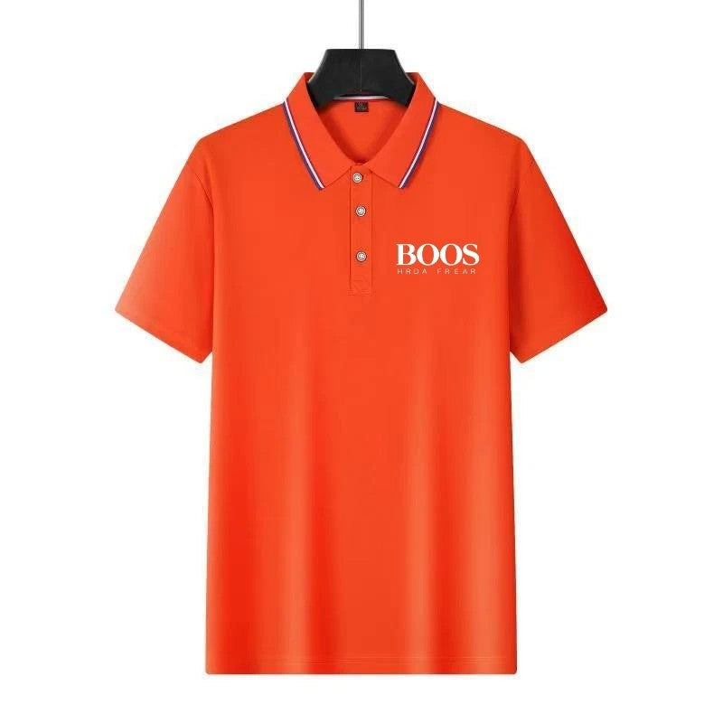 Men's New Embroidered Business Casual Short Sleeved Polo Shirt, Fashionable Short Sleeved Comfortable Breathable Top
