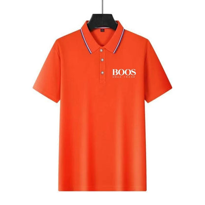 Men's New Embroidered Business Casual Short Sleeved Polo Shirt, Fashionable Short Sleeved Comfortable Breathable Top