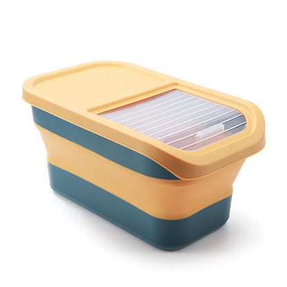 Recipiente Dobrável para Ração de Cães e Gatos de 6/15 Litros, Caixa para Ração Seca de Gatos com Tampas, Recipientes Herméticos para Armazenamento de Grãos e Arroz de Cozinha
