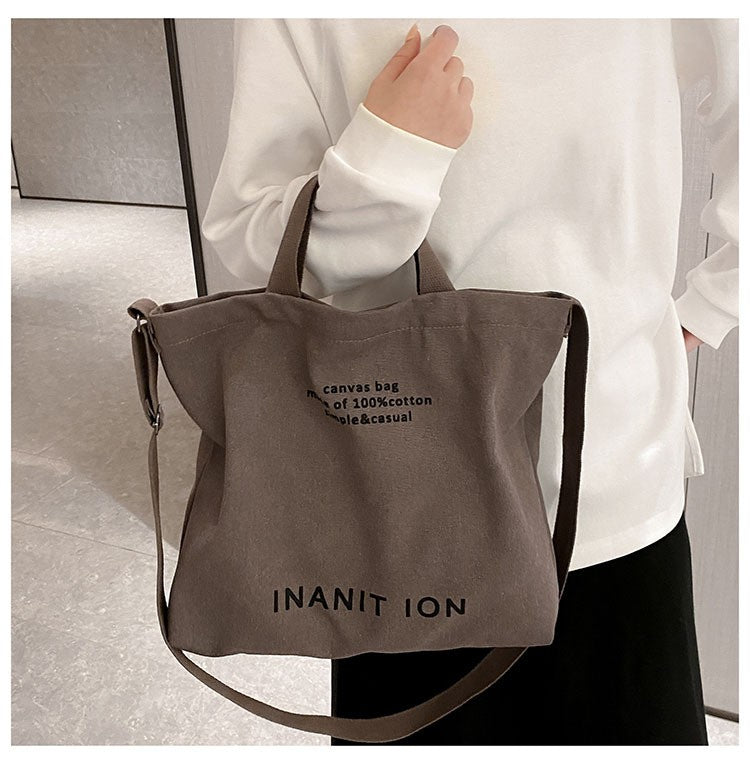 Japanese Canvas Men's and Women's Simple Cross-body Bag Wash Canvas Thick Handbag Large Capacity Arts Students Package Satchel