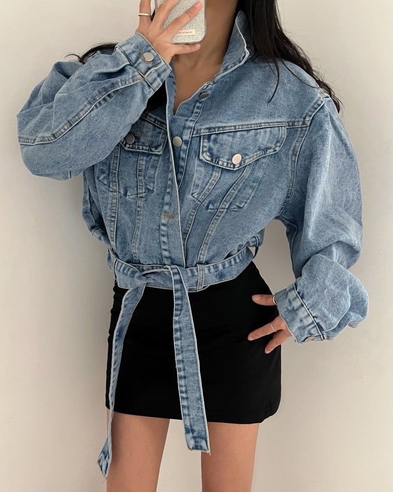2 colors Women's casual Jean Coats 2025 Spring Women Denim Jacket Long Sleeve cropped Female Girls streetwear(N2418)