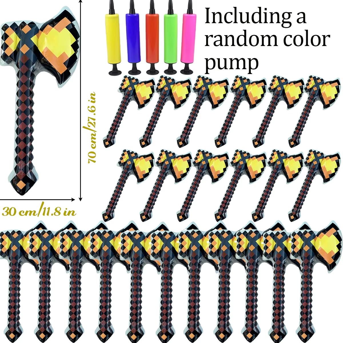12-72Pcs Inflatable Weapons for Kids Pixel Diamond Swords Inflatable Sword for Theme Party Birthday Halloween Party Cosplay