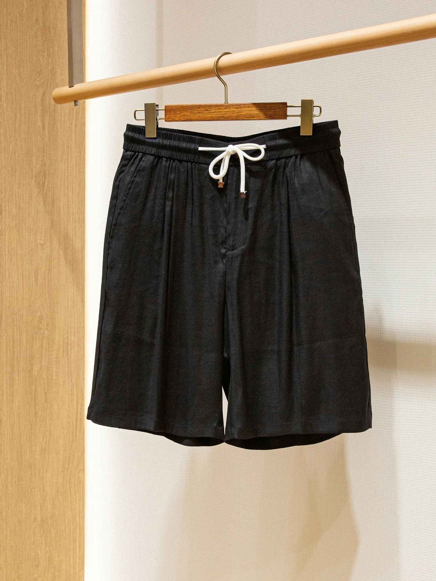 BC Summer Breathable Thin Linen Blended Loose Straight Elastic Waist Casual Shorts