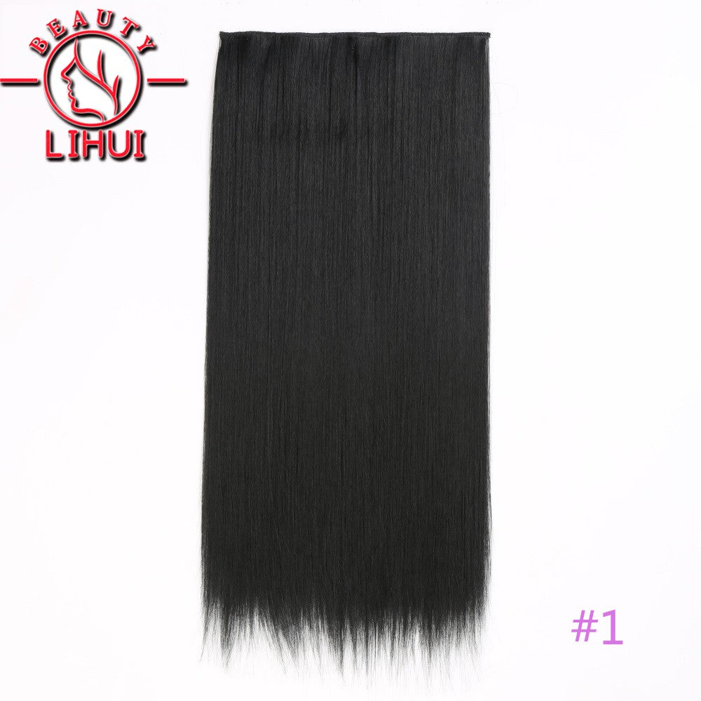 Extensões de cabelo sintéticas com clipe, longas e lisas, com 5 clipes em uma única peça, extensões de cabelo multicoloridas LIHUI