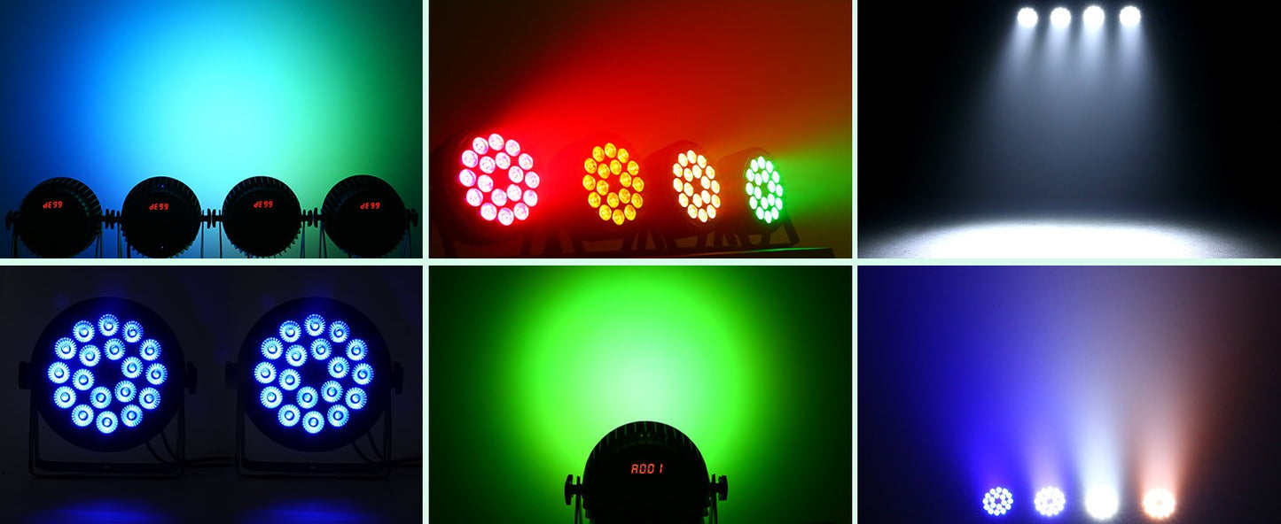 U'King 4PCS 200W LED Par Light DMX512 18x8W RGBW LED Wash Light Effect Flat Light for DJ Disco Party Club Wedding Stage Light