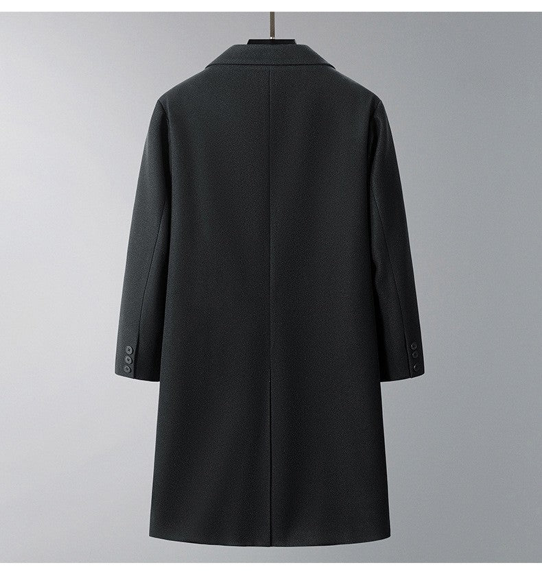 2025 New Men's Knee-Length Wool Blend Overcoat | Korean Style Loose Fit Trench Coat A/W Season | Plus Size Casual Fashion