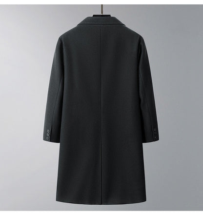 2025 New Men's Knee-Length Wool Blend Overcoat | Korean Style Loose Fit Trench Coat A/W Season | Plus Size Casual Fashion